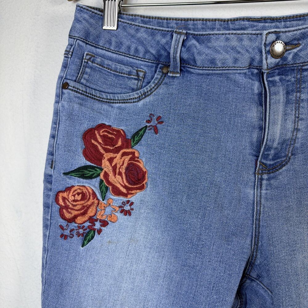 Workshop Republic Womens 10 Western Cowboy Rodeo Rose Embroidered Jeans boho - Picture 3 of 10